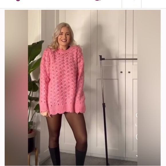 Zara Sweaters - Zara Winter Pink  Chunky Wool Alpaca Blend Oversized Crew Neck Sweater Size M/L